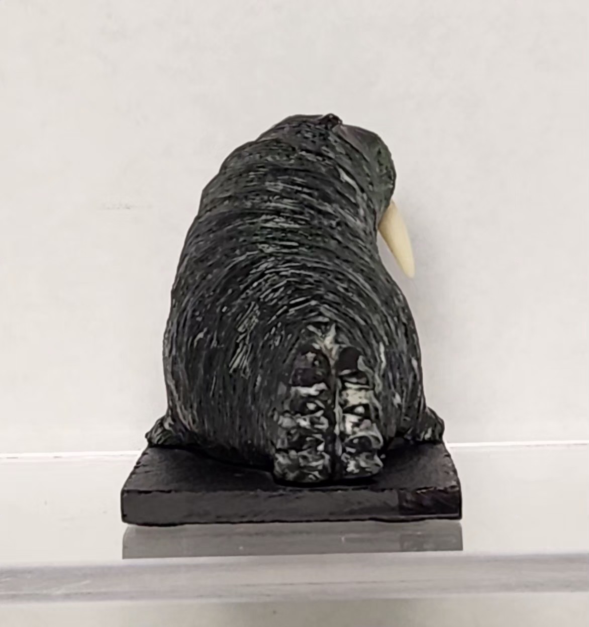 A Wolf Original Mounted Walrus Soapstone Sculpture Hand Made in Canada