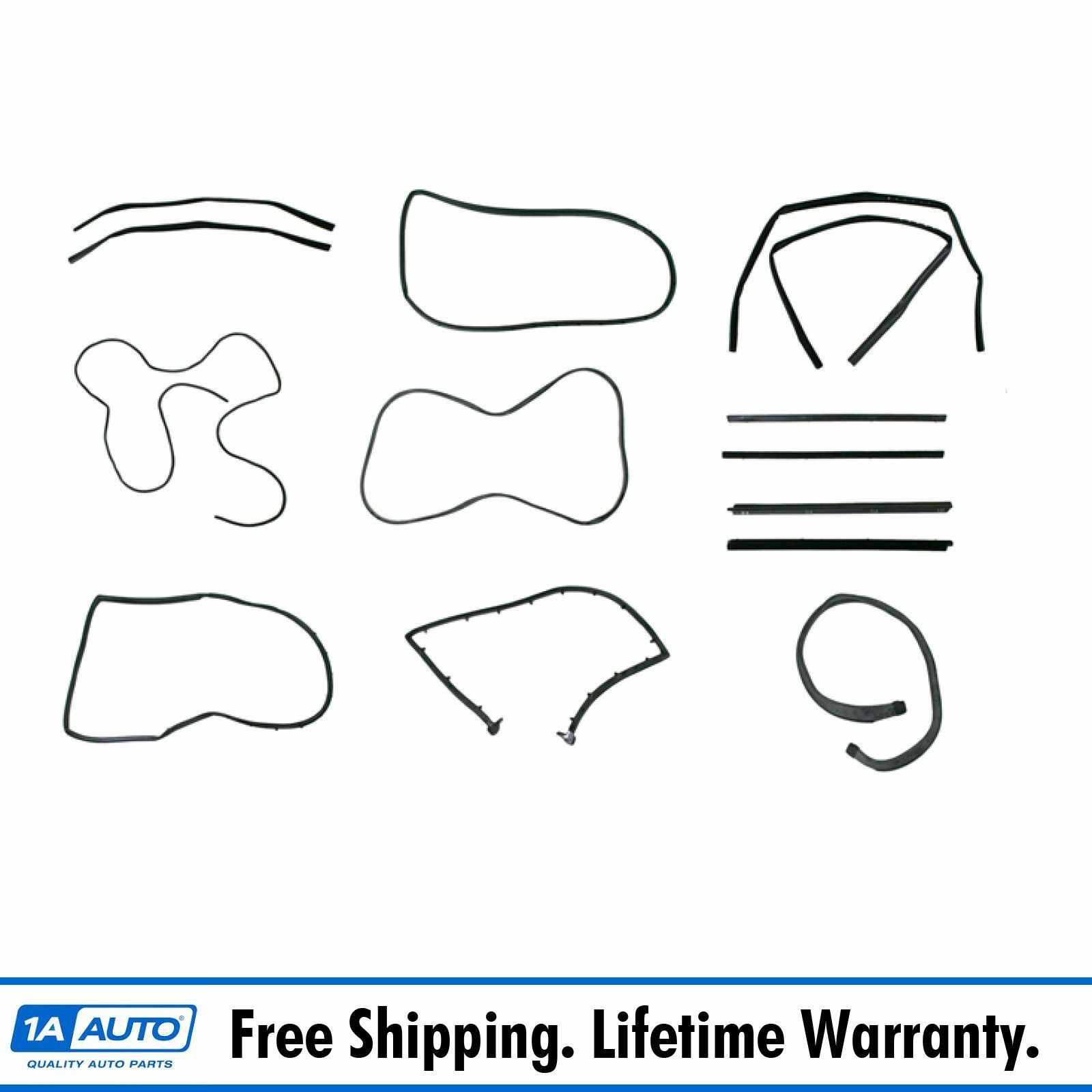 Rubber Weatherstrip Seal Kit Set For Full Doors for 87-95 Jeep Wrangler 13 Piece