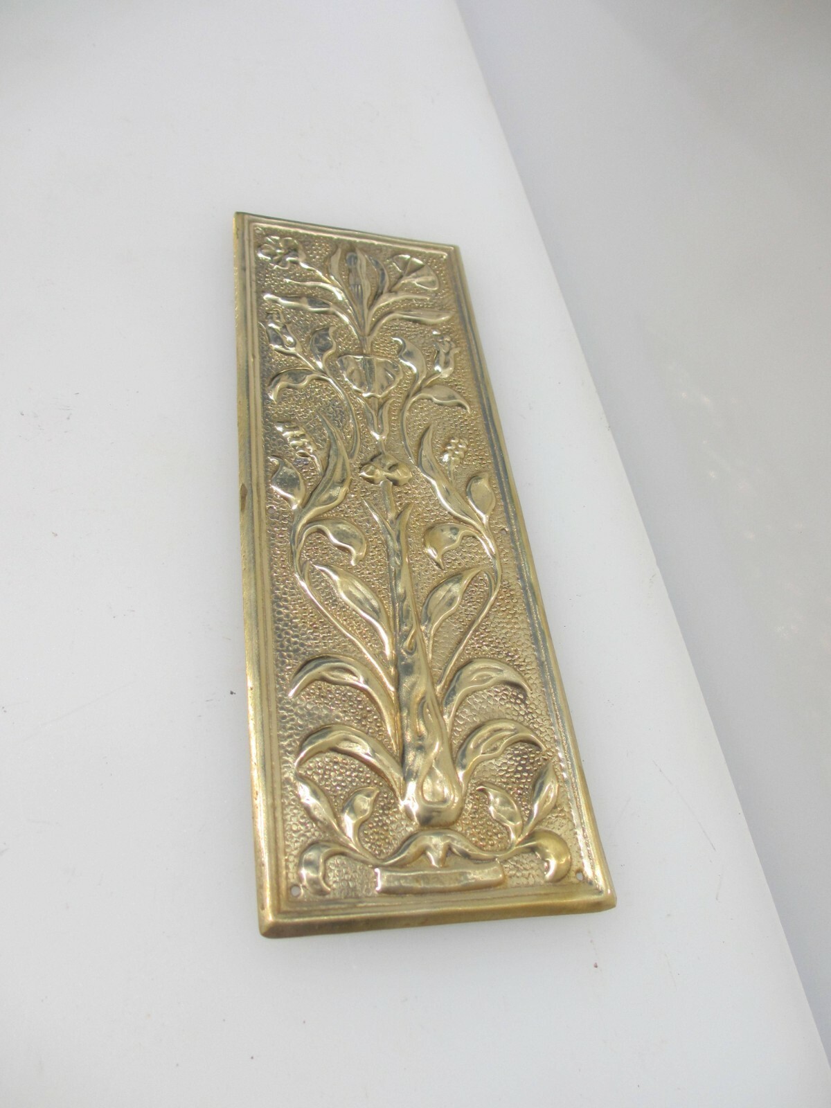 Brass Finger Plate Push Door Handle Art Nouveau Floral Flowers Antique STYLE
