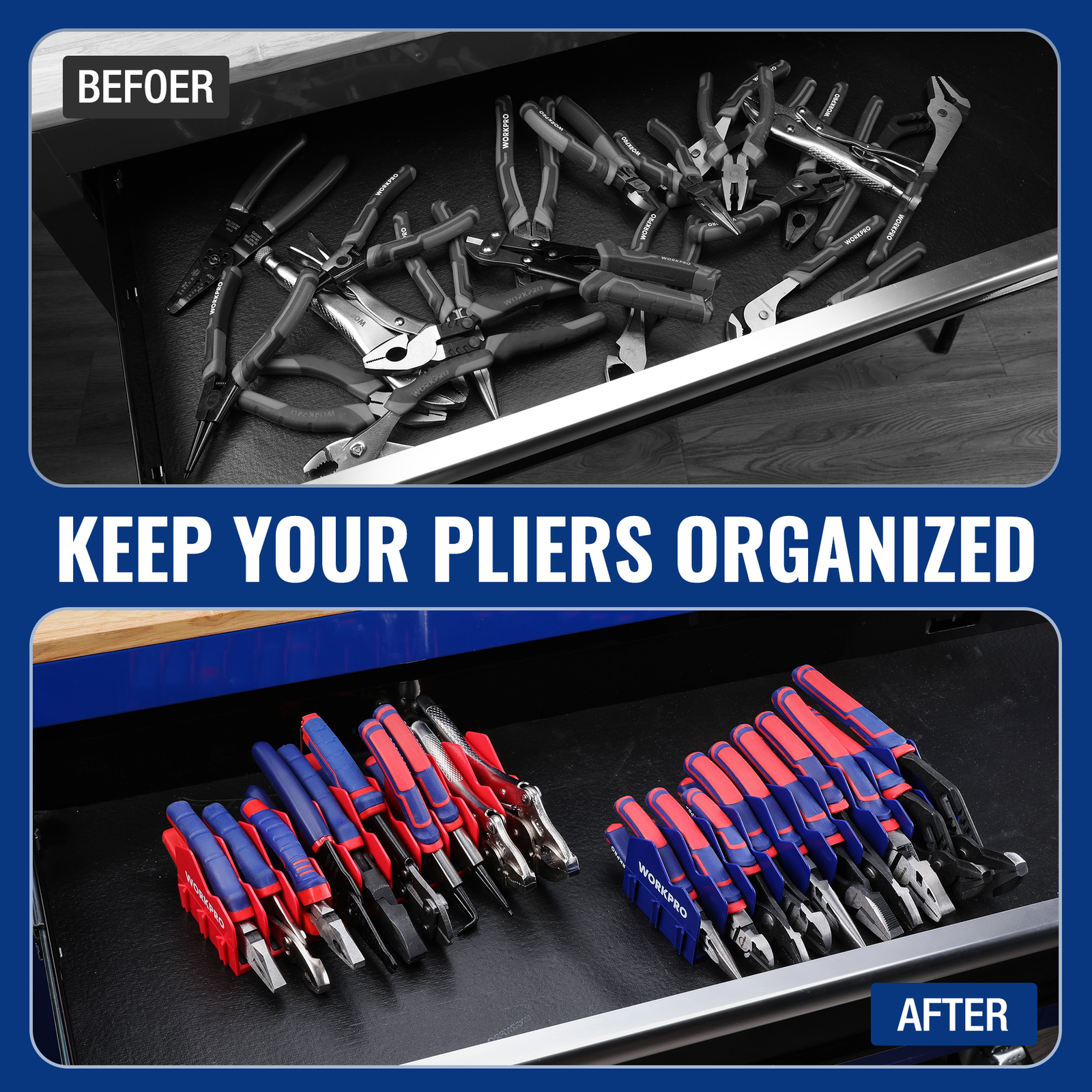 2-Pack Plier Organizer Rack 20 Slots w/Non-Slip Rubber Base Pliers Not Include
