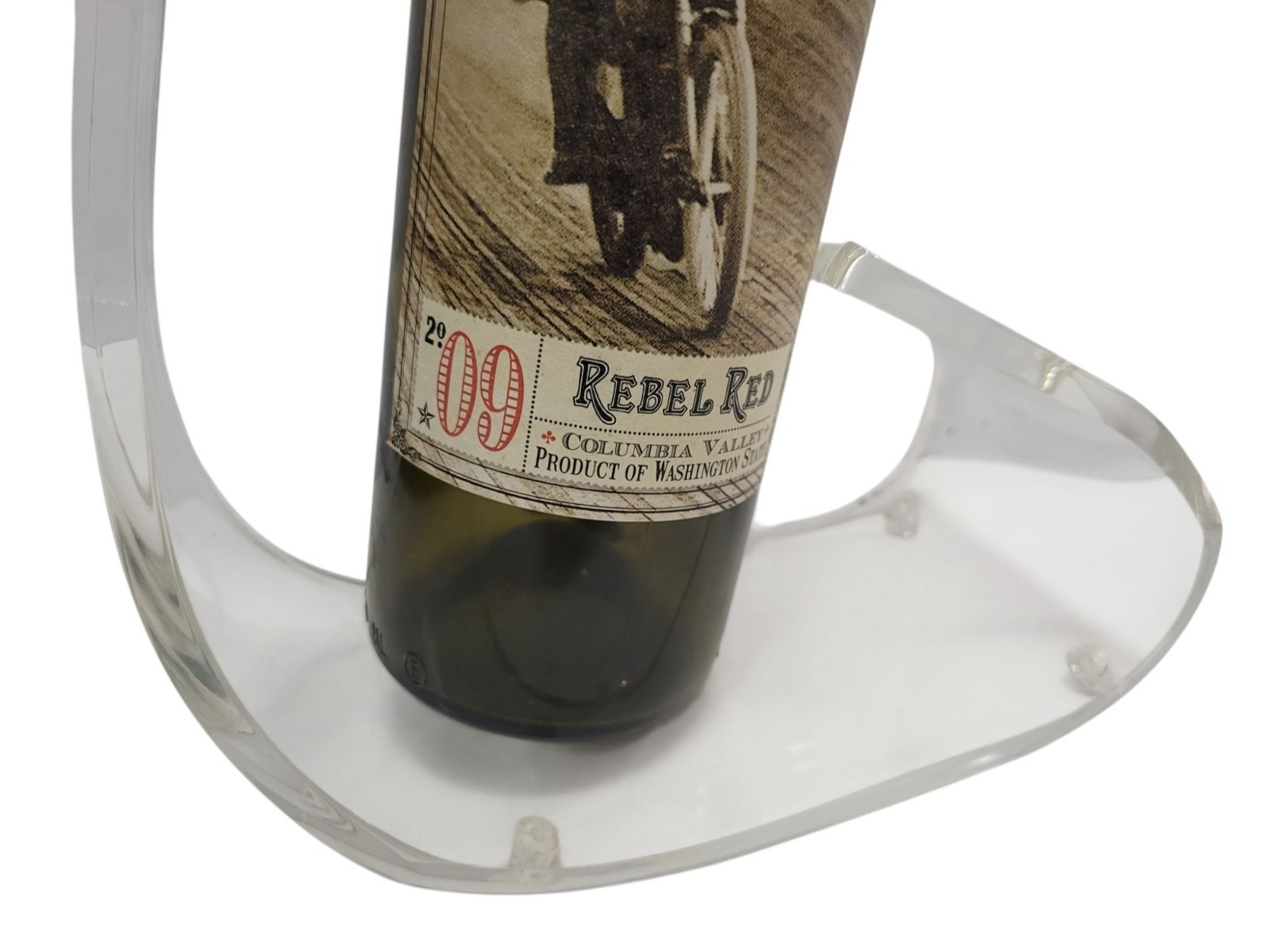 Lucite Wine Bottle Holder Stand 1970s Clear Acrylic Mid Century Modern Barware