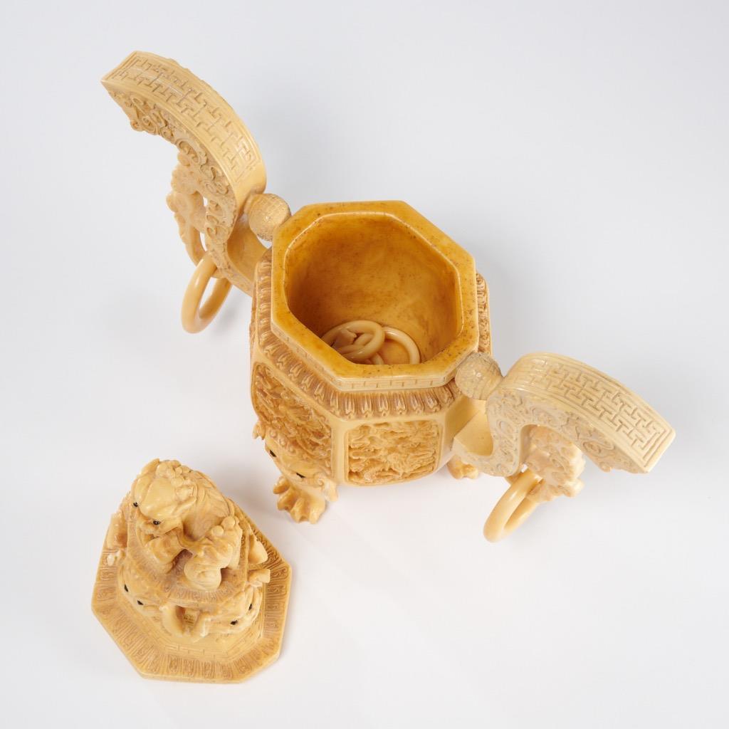 Pair Vintage Carved Resin Chinese Incense Censer Burner Foo Dogs Ornate READ