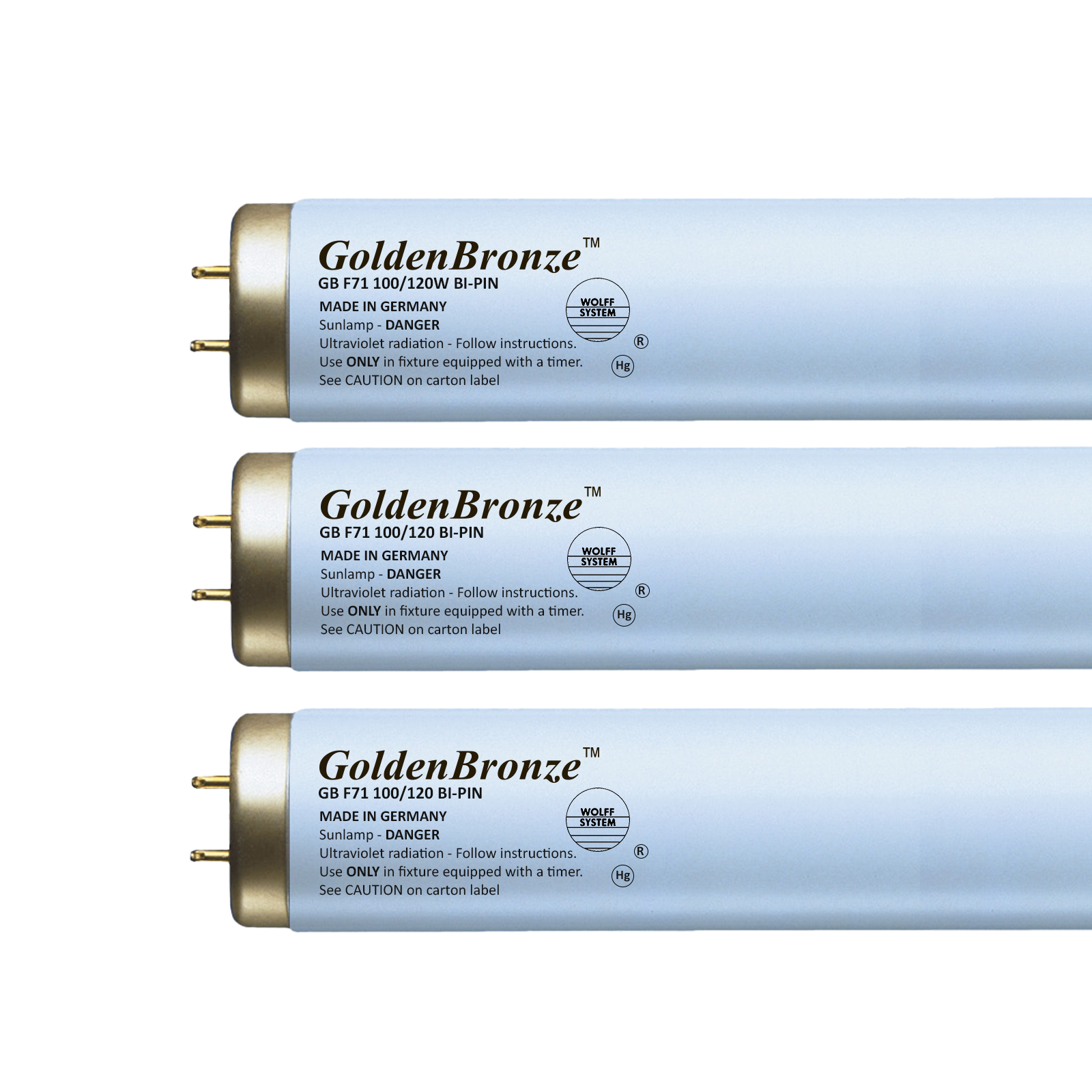 Tanning Bed Bulbs Wolff GoldenBronze F71, BI-Pin, T-12 100/120 Watt - 1000 Hours