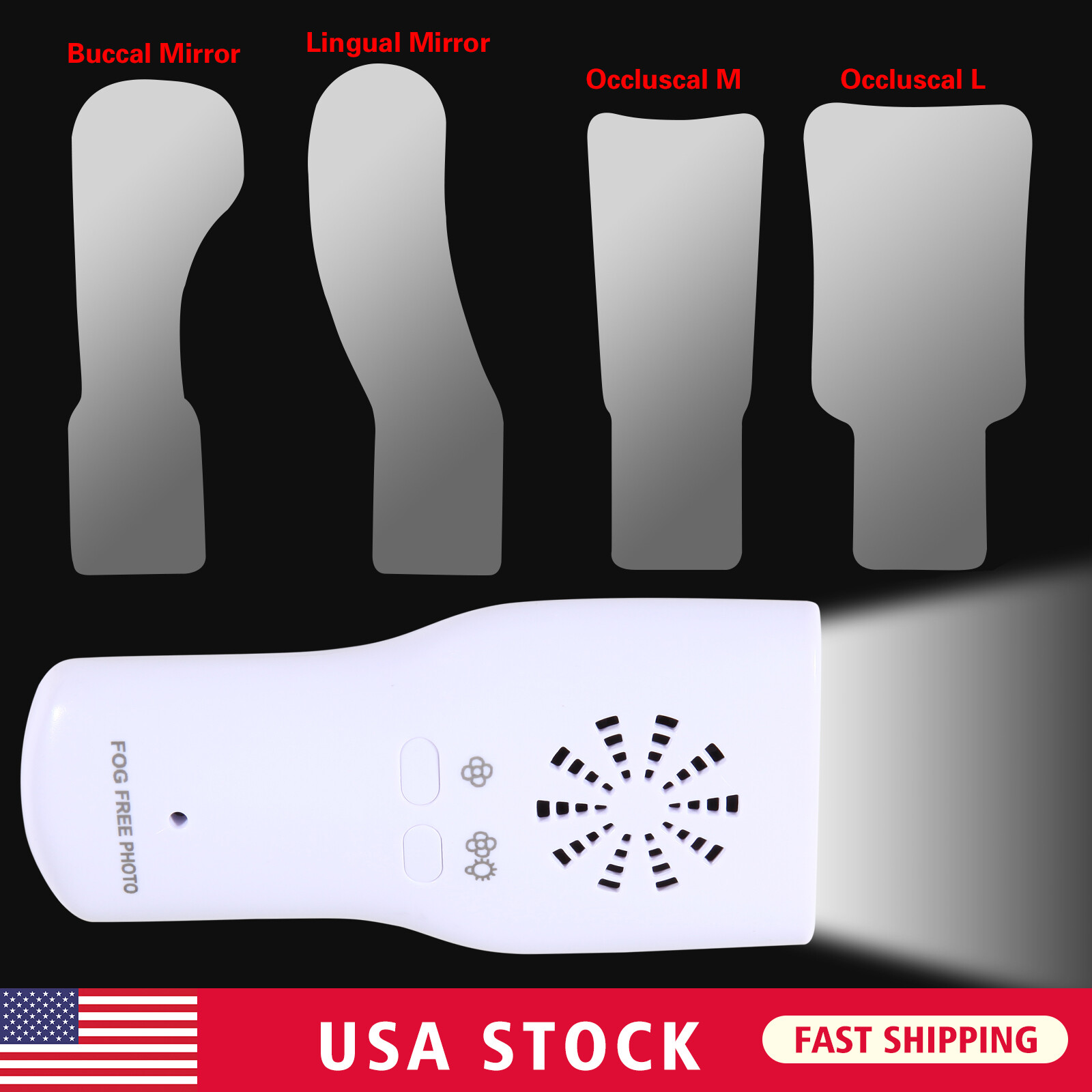 Dental Occlusal Mirror Fog Free LED Intra Oral Photo System 4 Mirror Anti-Fog JZ