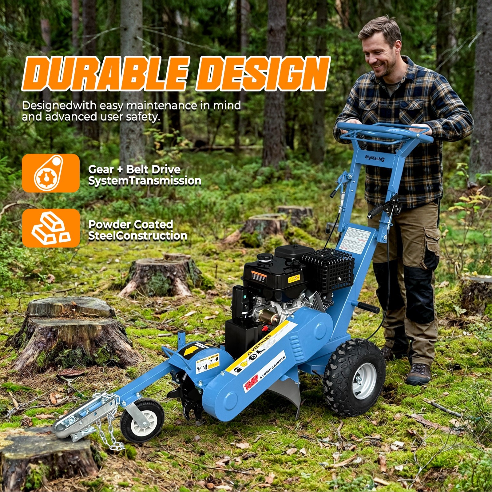 FREE SHIP Portable Stump Grinder 420CC 15 HP 9 Cutting Heads Tree Stump Machine