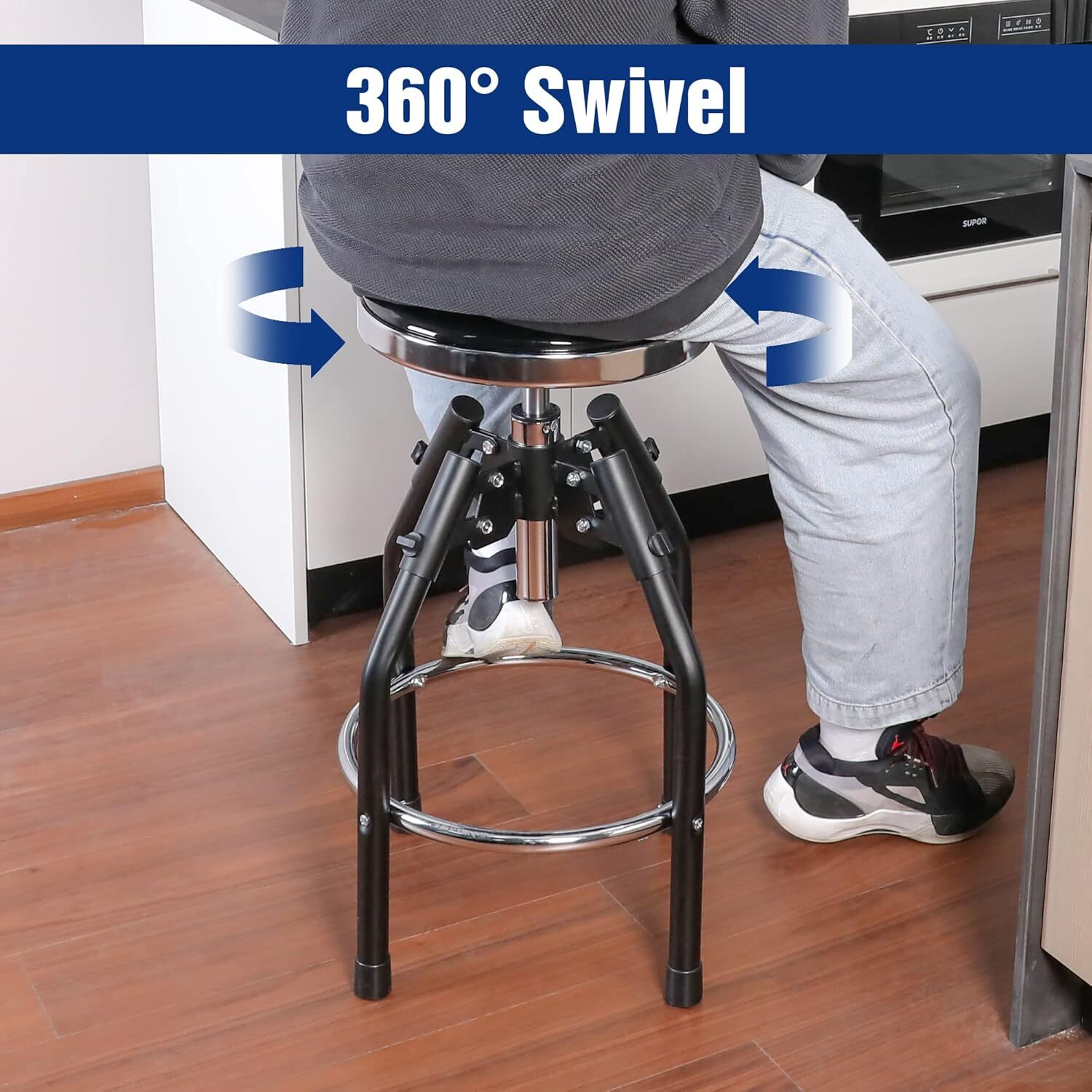 WORKPRO Heavy Duty Adjustable Hydraulic Shop Stool Garage Bar Stool 29in-33.86in