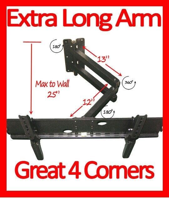 HEAVY DUTY FULL MOTION LONG ARM TV WALL MOUNT 50 52 55 60 65 70 75 80 CORNER
