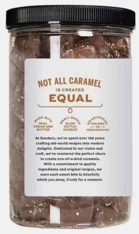 New SANDERS Milk Chocolate Sea Salt Caramels - 36 oz Jar, Fine Chocolates Snack