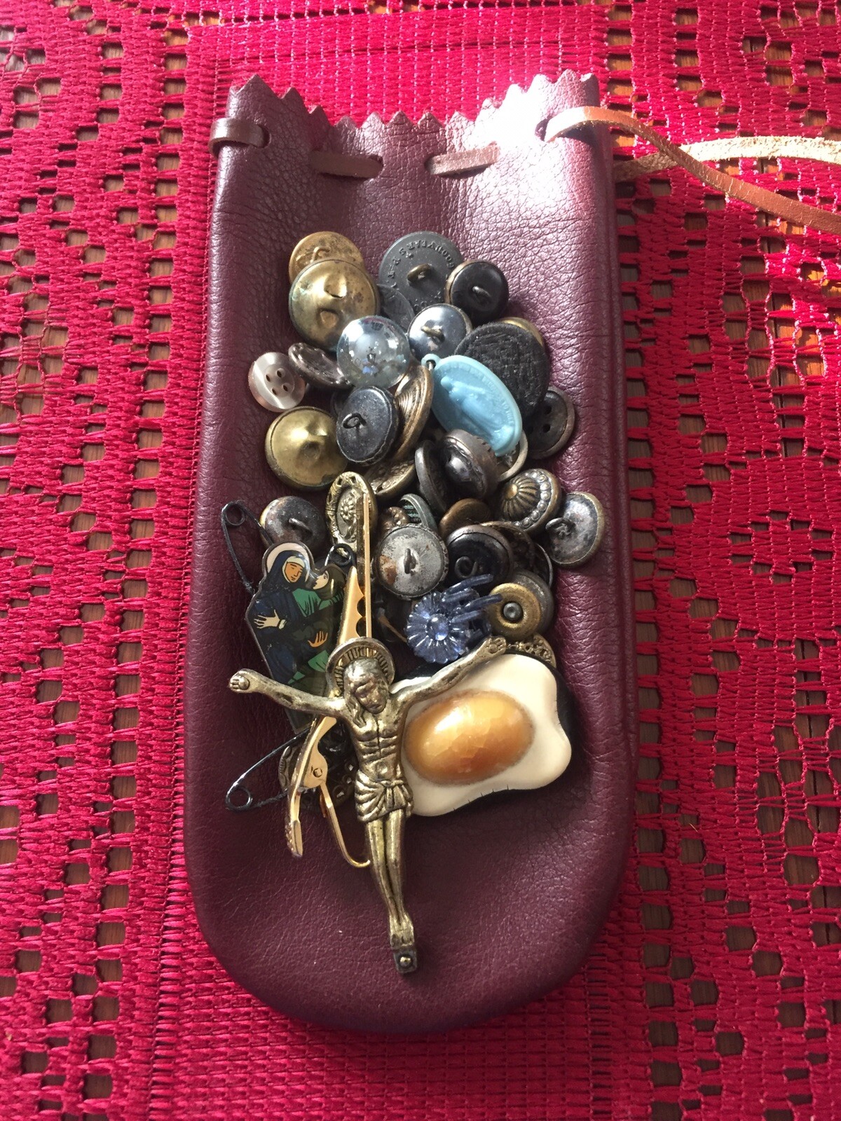 Leather Drawstring Pouch Hand Made In U.S.A. Coins, Crystals, Eye Glass Case NEW