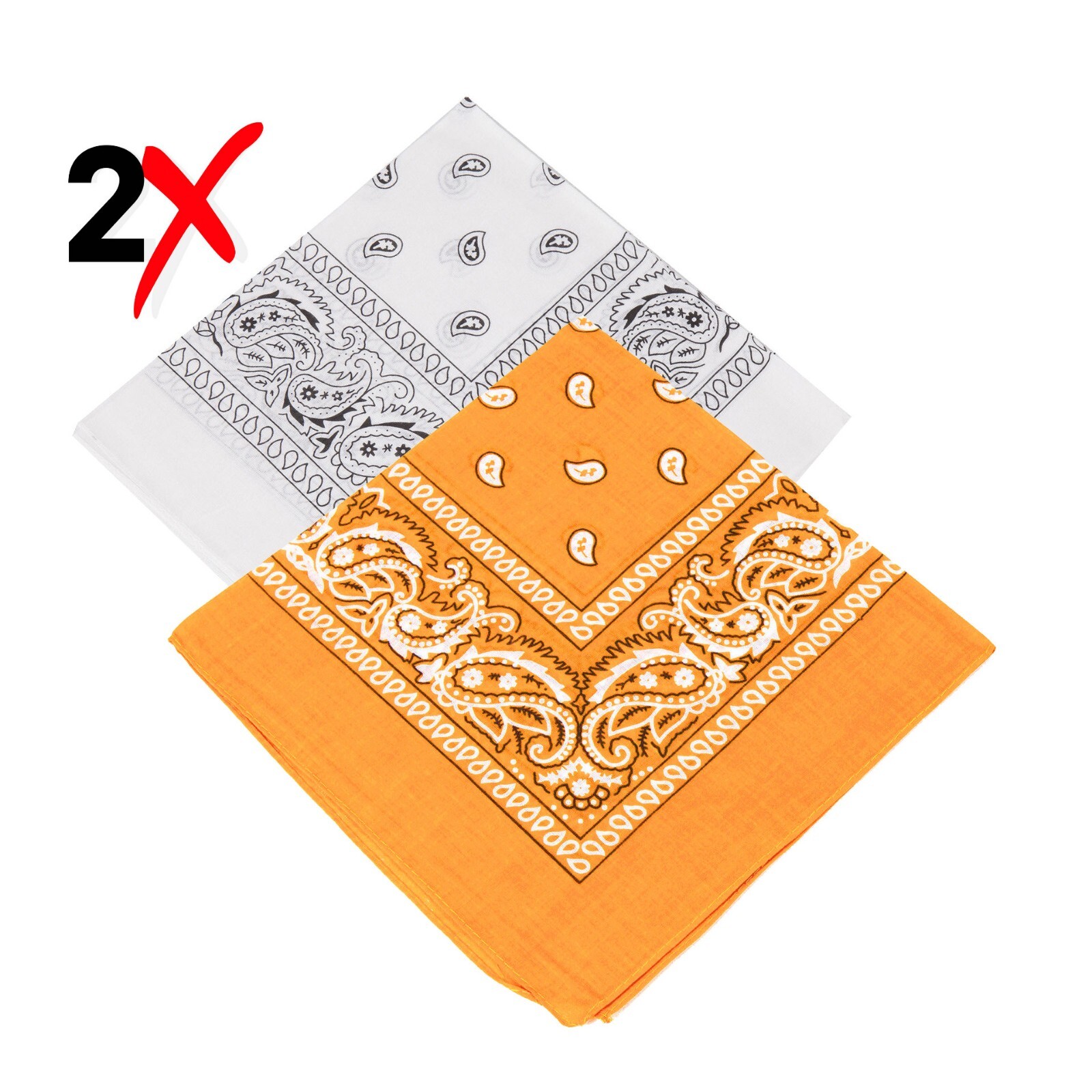 2-Pack Bandana 100% Cotton Paisley Print Double-Sided Scarf Head Neck Face Mask