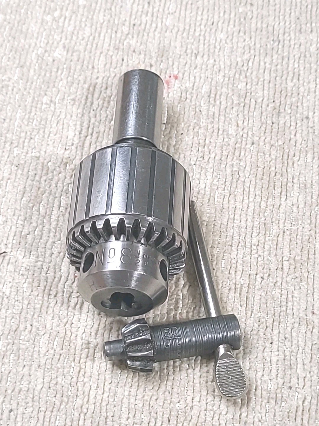 Jacobs 8-1/2 Heavy Duty Ball Bearing Super Chuck, 5/8" Shank w/ Jacobs Key.