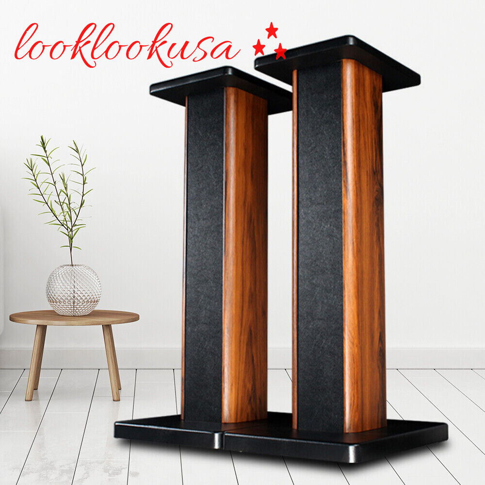 Bookshelf Floor Speaker Stands 1Pair Wood Column Home Theater Speaker Bookshelf
