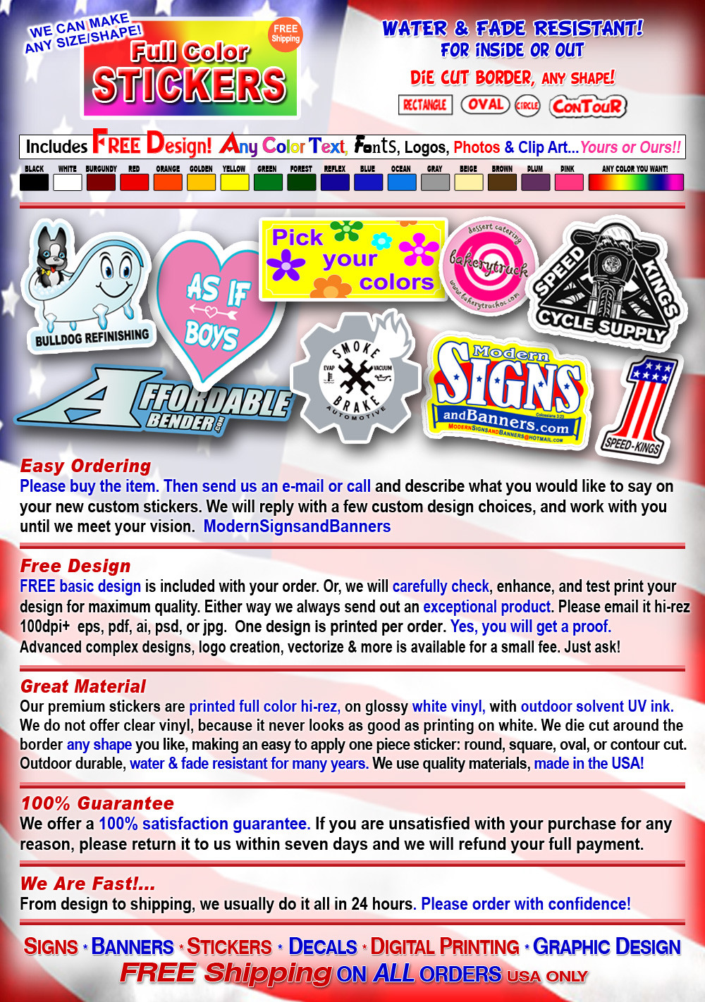 250 5x5 Custom Printed Full Color Outdoor Vinyl Car Bumper Sticker Decal Die Cut