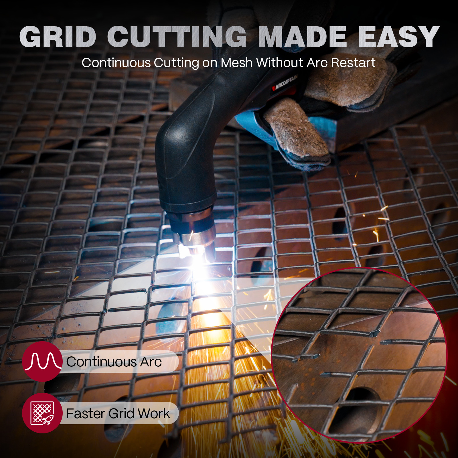 ARCCAPTAIN 55Amp Plasma Cutter Blowback Non-HF Pilot Arc Plasma Cutting Machine