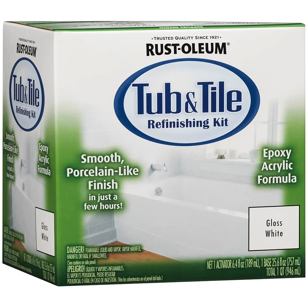 Rust-Oleum 384165 (7860519) Tub And Tile Refinishing 2-Part Kit, White, 32 Fl Oz