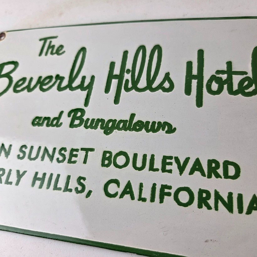 Vintage Beverly Hills Hotel Porcelain Sign - Sunset Boulevard Sign