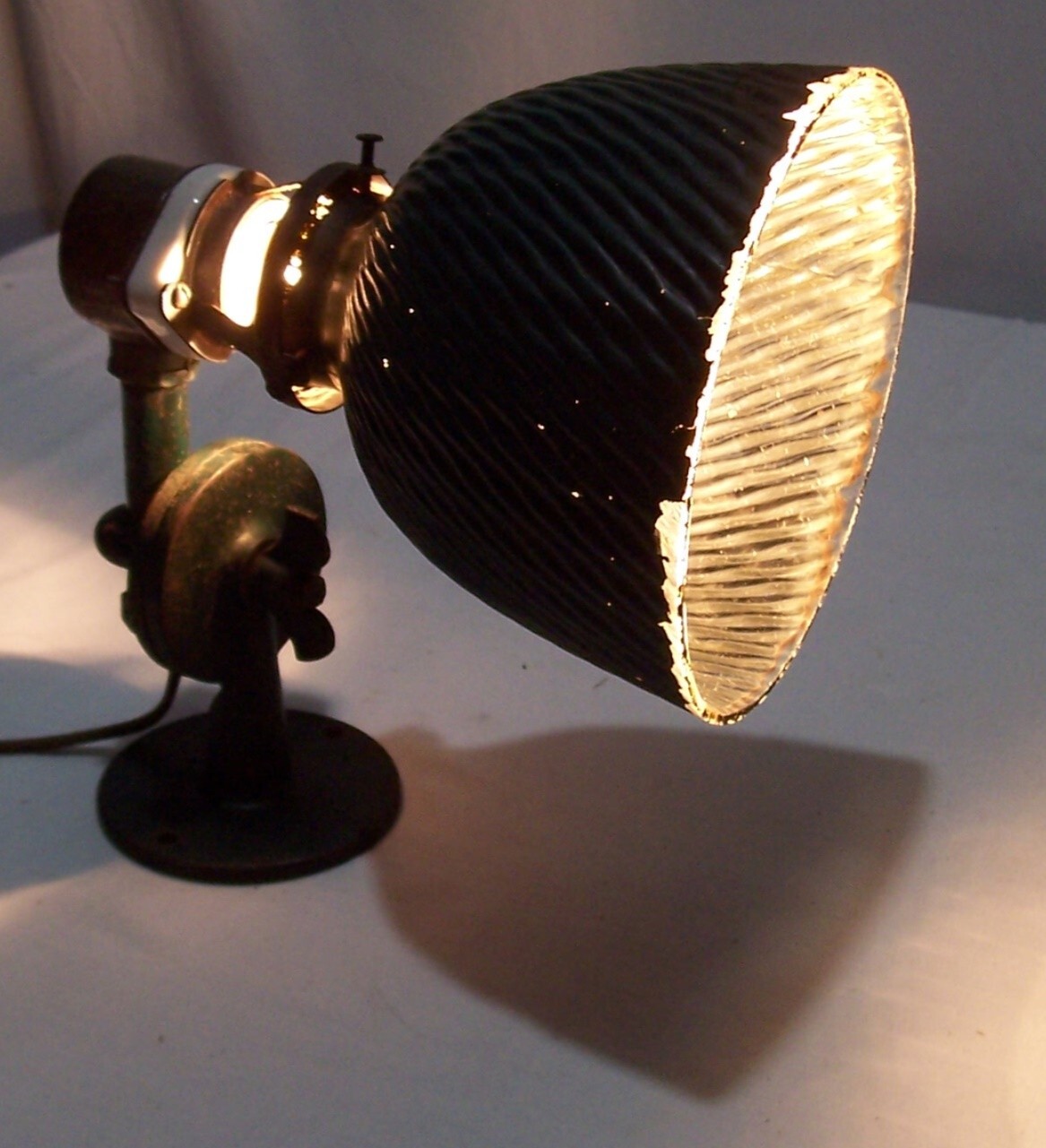 Antique Curtis X-ray Shade Light Fixture Vtg Cast Art Porcelain Chicago USA #G2