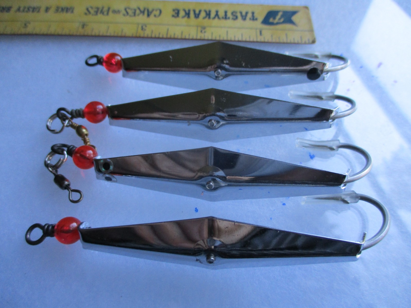 Lot of 4 Sea Strikers James E. Clark Squid Spoon #2; 3" trolling Lures pictured