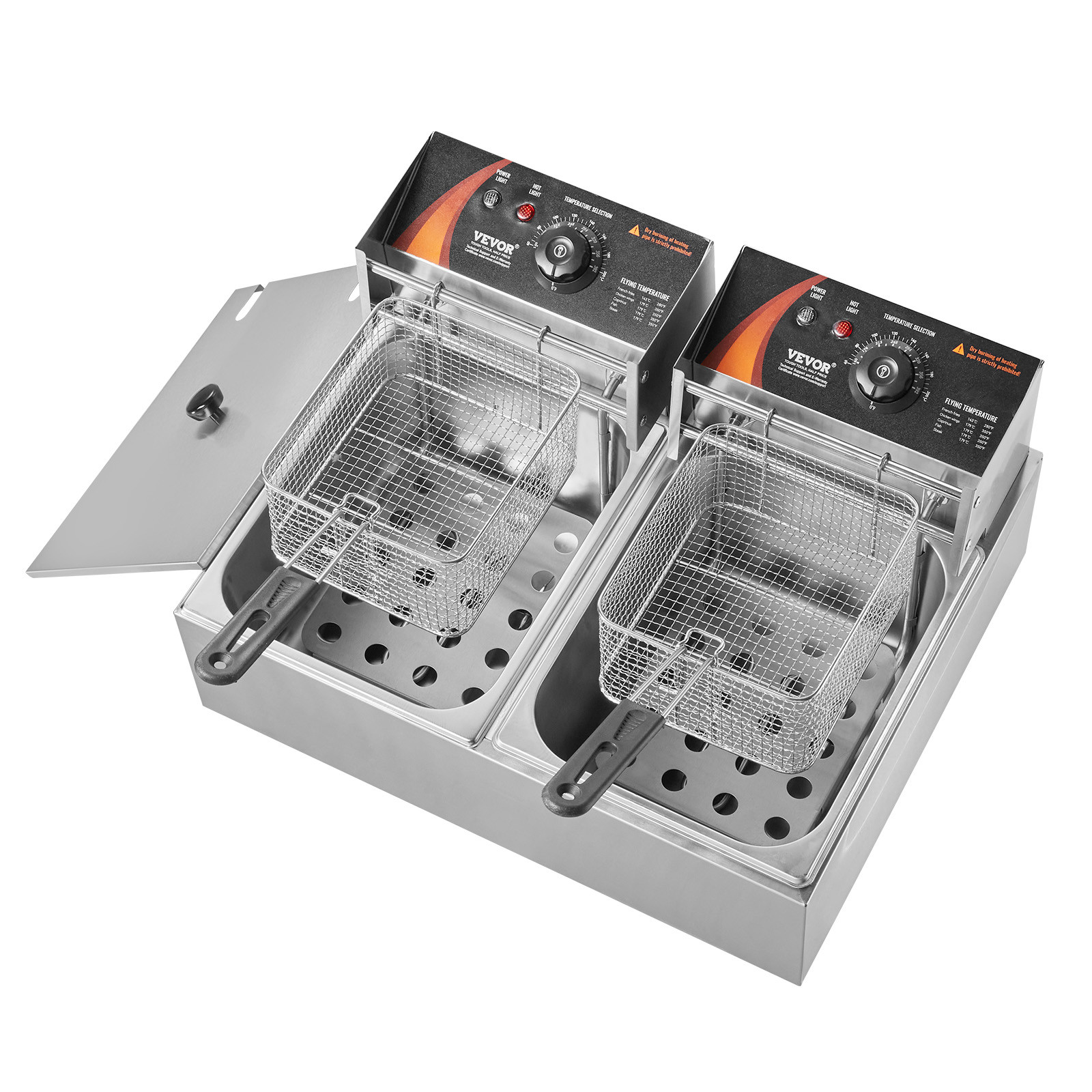 VEVOR Commercial Electric Deep Fryer Countertop Fryer 3000W Dual Tank 2x9Qt/8.6L