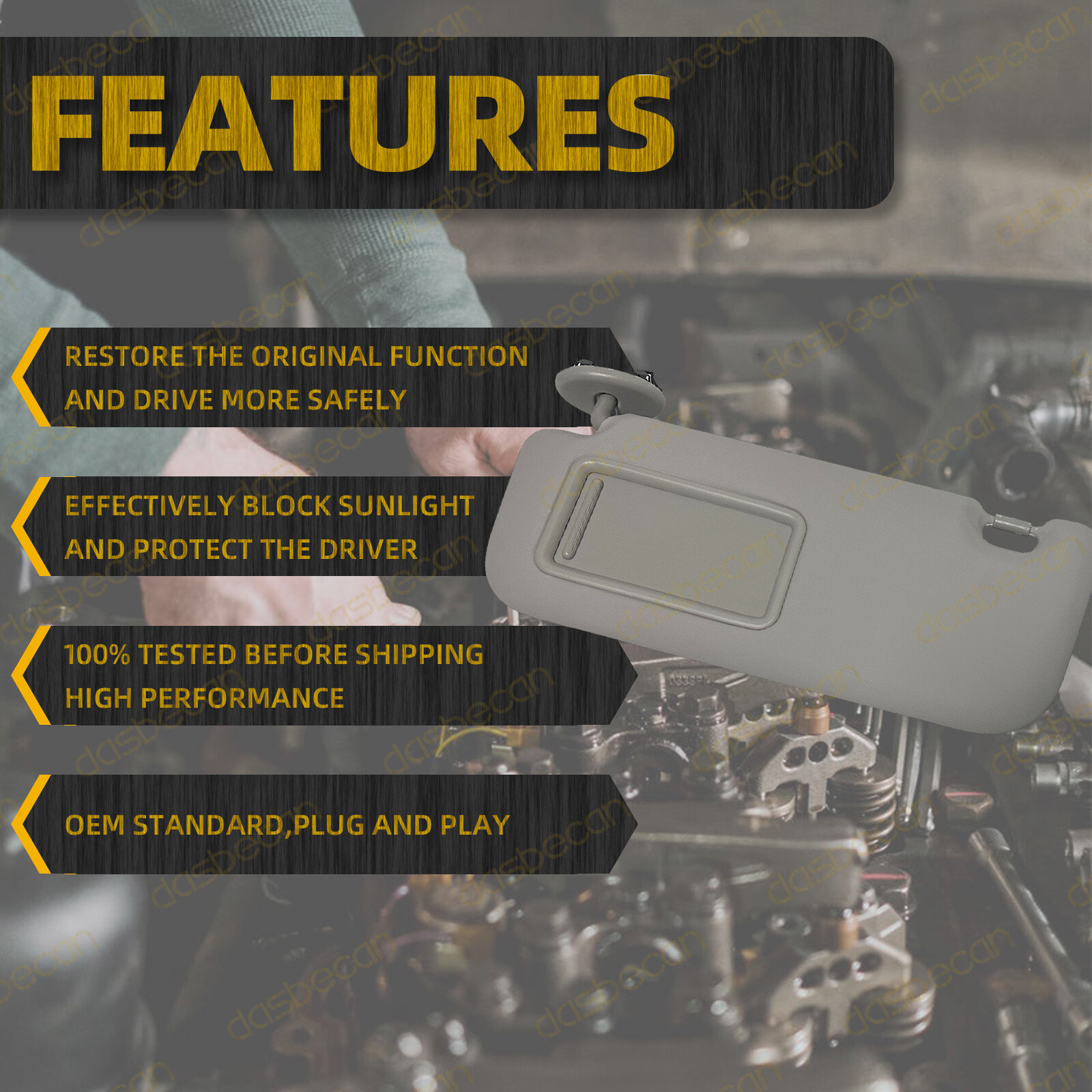 Gray Leather Sun Visor w/ Mirror Left Driver Side For Toyota Corolla 2009-2013