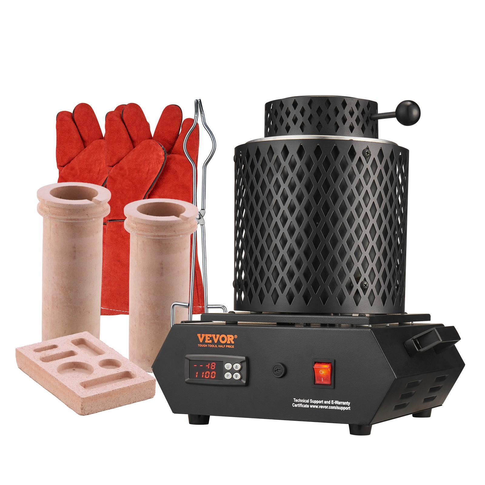 VEVOR Gold Melting Furnace 1350W Electric Digital Smelting Furnace 2 Crucibles