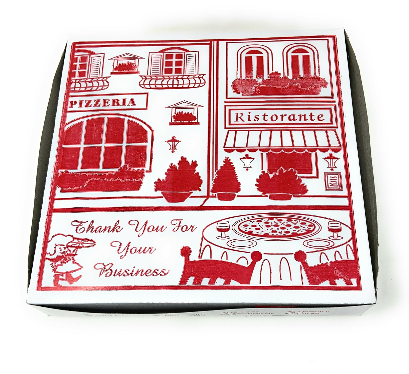 Square Stock Printed Pizza Box 12" L x 12" W x 2" D Clay Coated | 100/Bundle