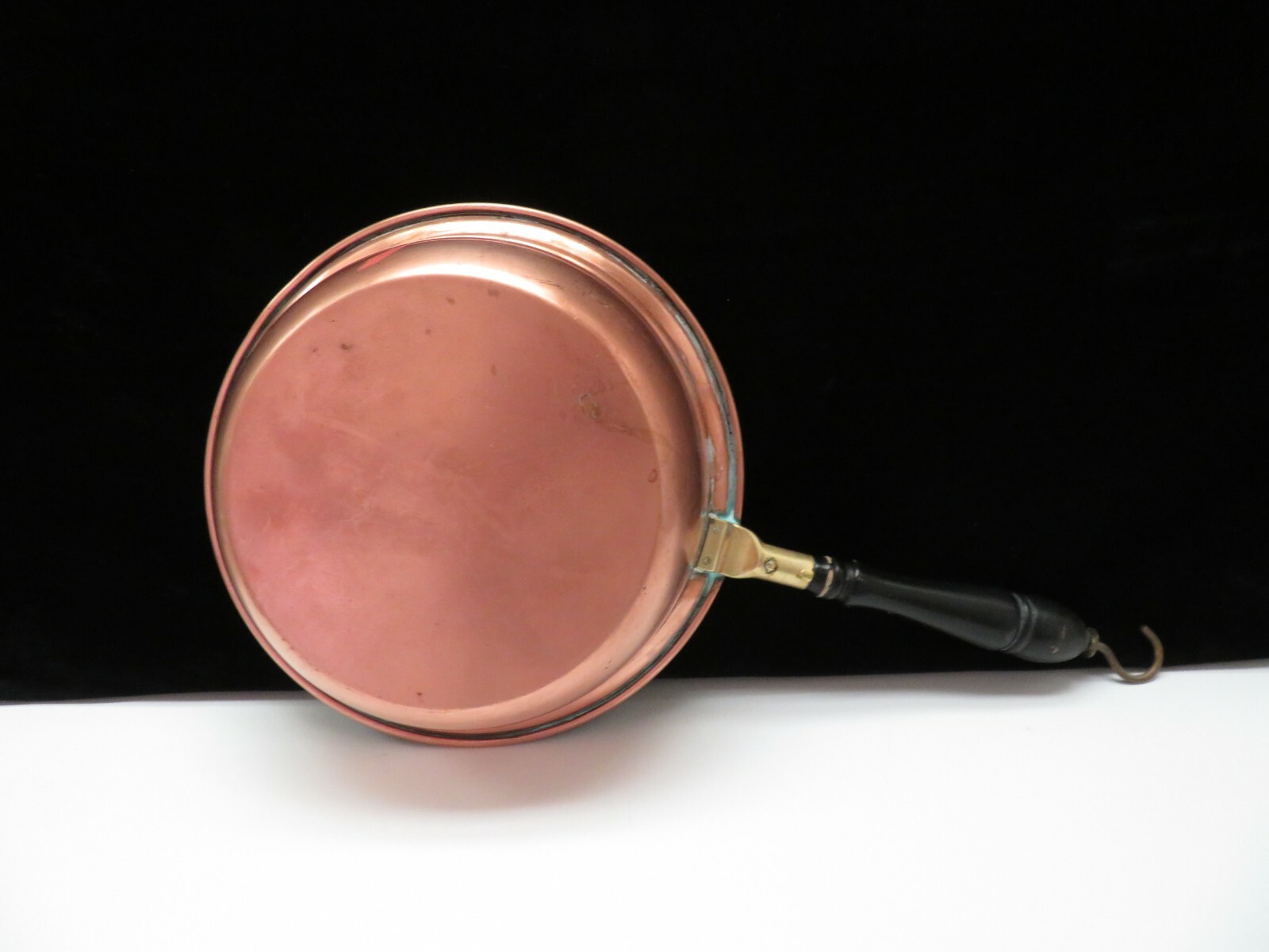 Vintage Copper Tin and Brass W/ Wood Handle Fry Pan