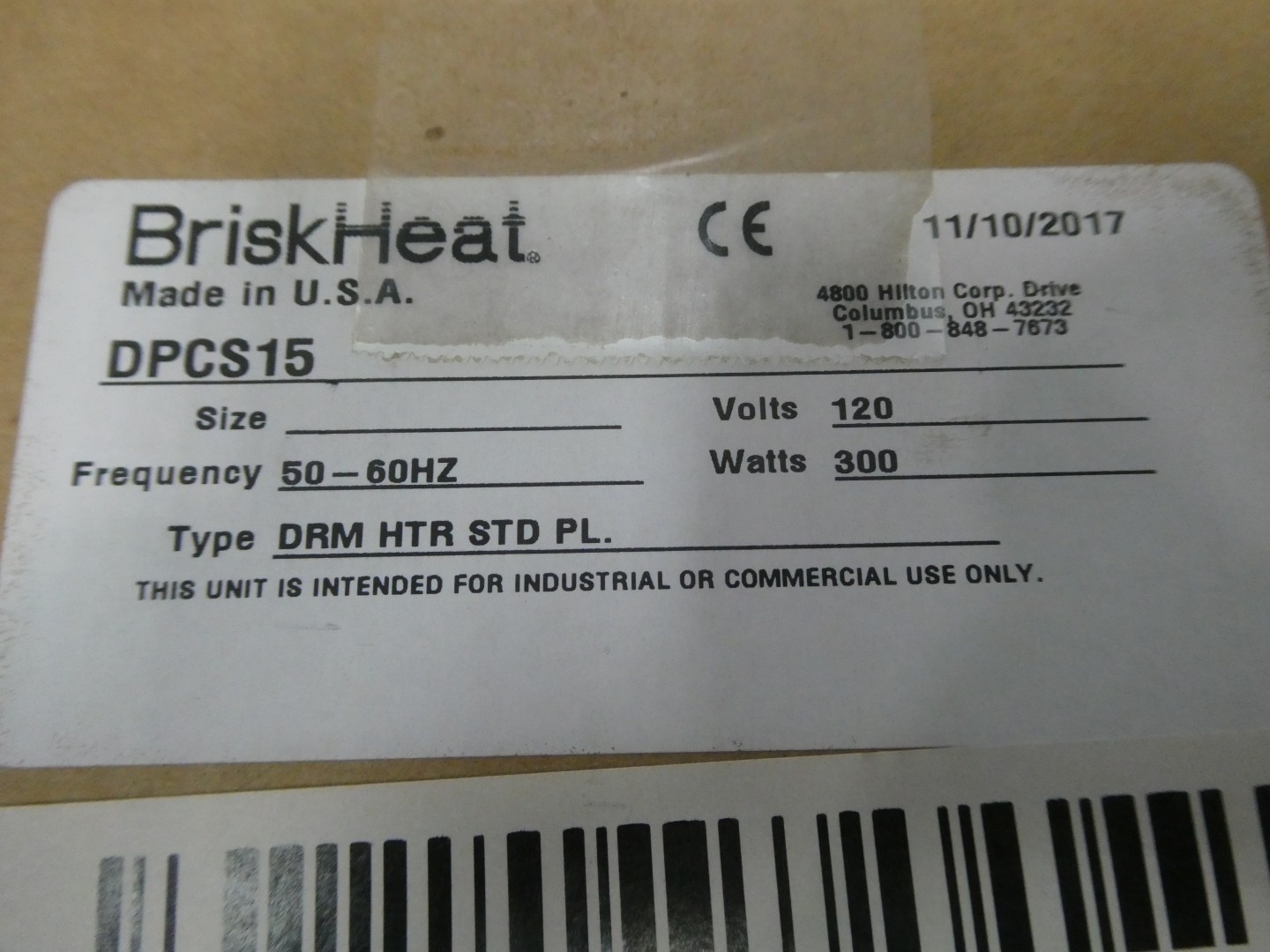Briskheat DPCS15 Standard Drum Heater 300w 120v-ac