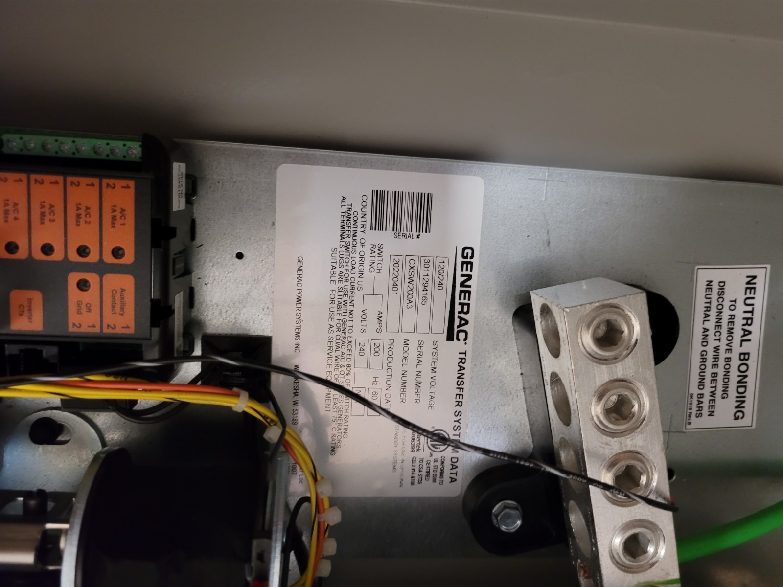 Generac PWRCell CXSW200A3 SE Rated Automatic Transfer Switch 200 Amp