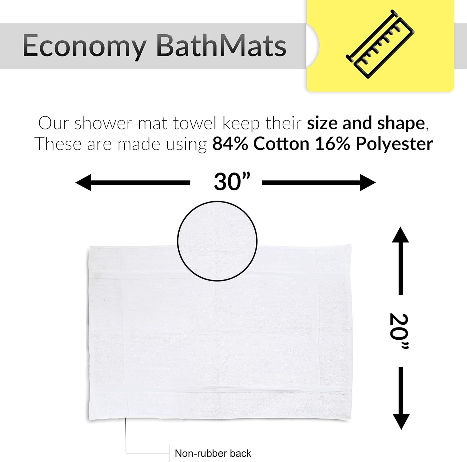Bath Mat High Quality Non-Slip Water Absorbent Towels Cotton Blend 18x25, 20x30