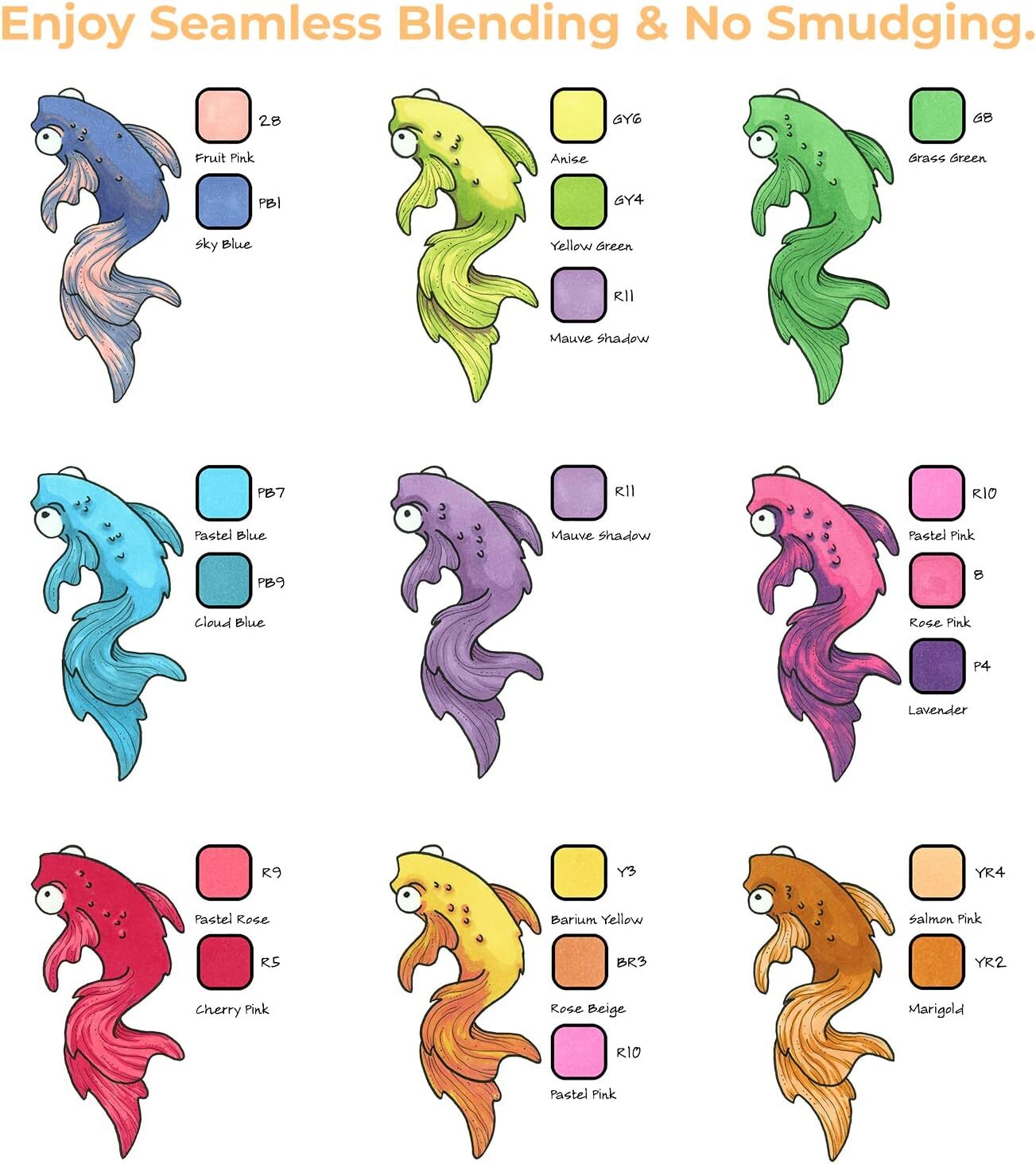 Ohuhu Alcohol Markers 216-color Double Tipped Brush & Chisel- Refillable Markers