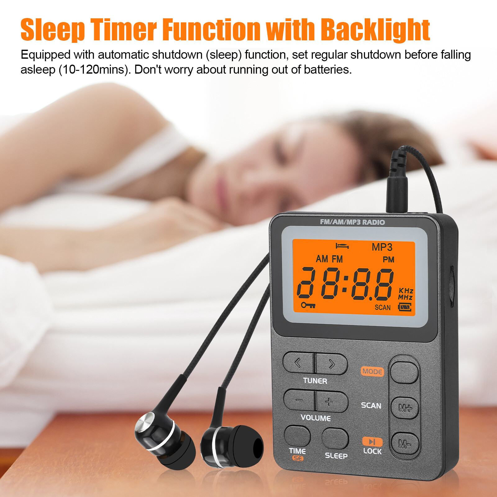 Portable Pocket Digital LCD AM FM Radio Stereo MP3 USB Rechargeable w/Earphones