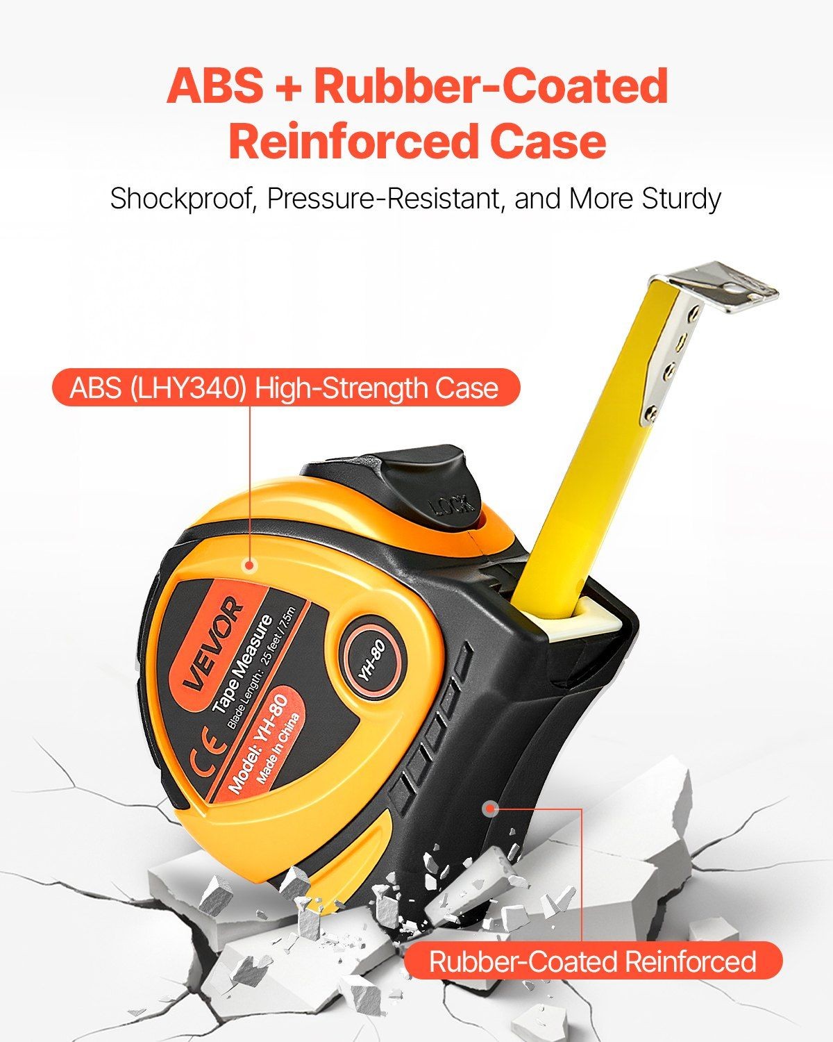 2 Pack 25ft Tape Measure Dual Ft/M Scales Retractable Steel ABS Case