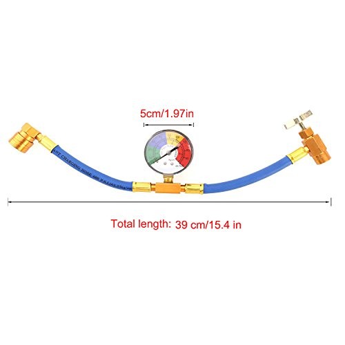 R134A Car AC Refrigerant Charge Hose Kit Recharge Hose with 100PSI+ 15.4Inch