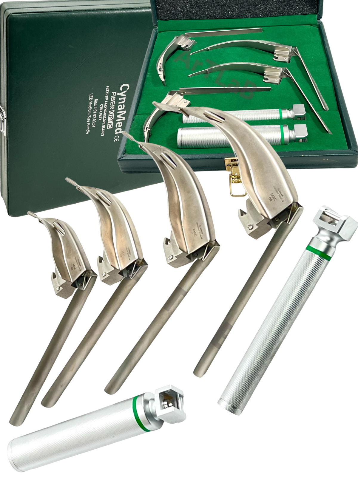 Premium McCoy Flexi-Tip Fiberoptic LED Laryngoscope Set Blades and Medium Handle