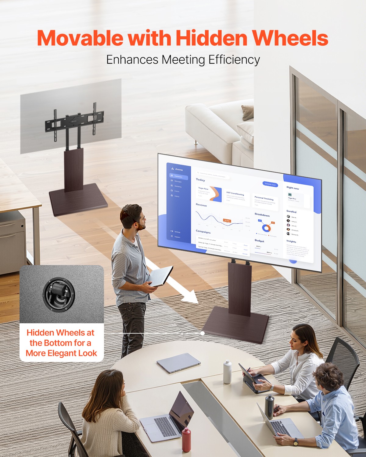 VEVOR Universal TV Stand Swivel Stand Holds up to 99 lbs for 32-70 Inch Screens