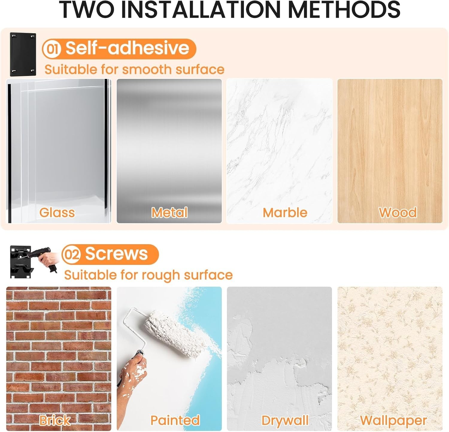 2 Pack Hat Organizer for Baseball Caps, Hat Rack for Wall with Strong Adhesive