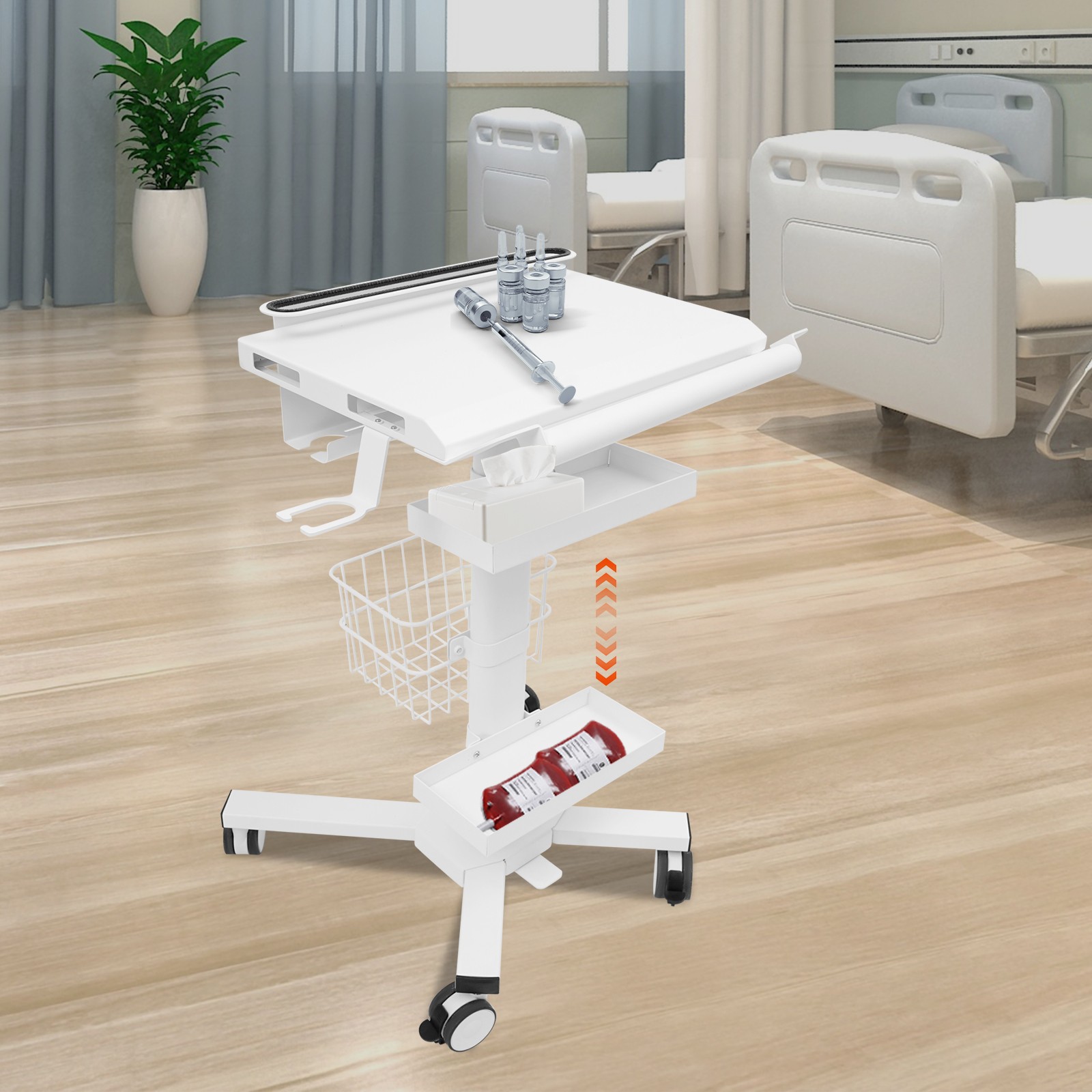 Medical Laptop Workstation Cart Dental Medical Cart Trolley w/ Scanner Holder