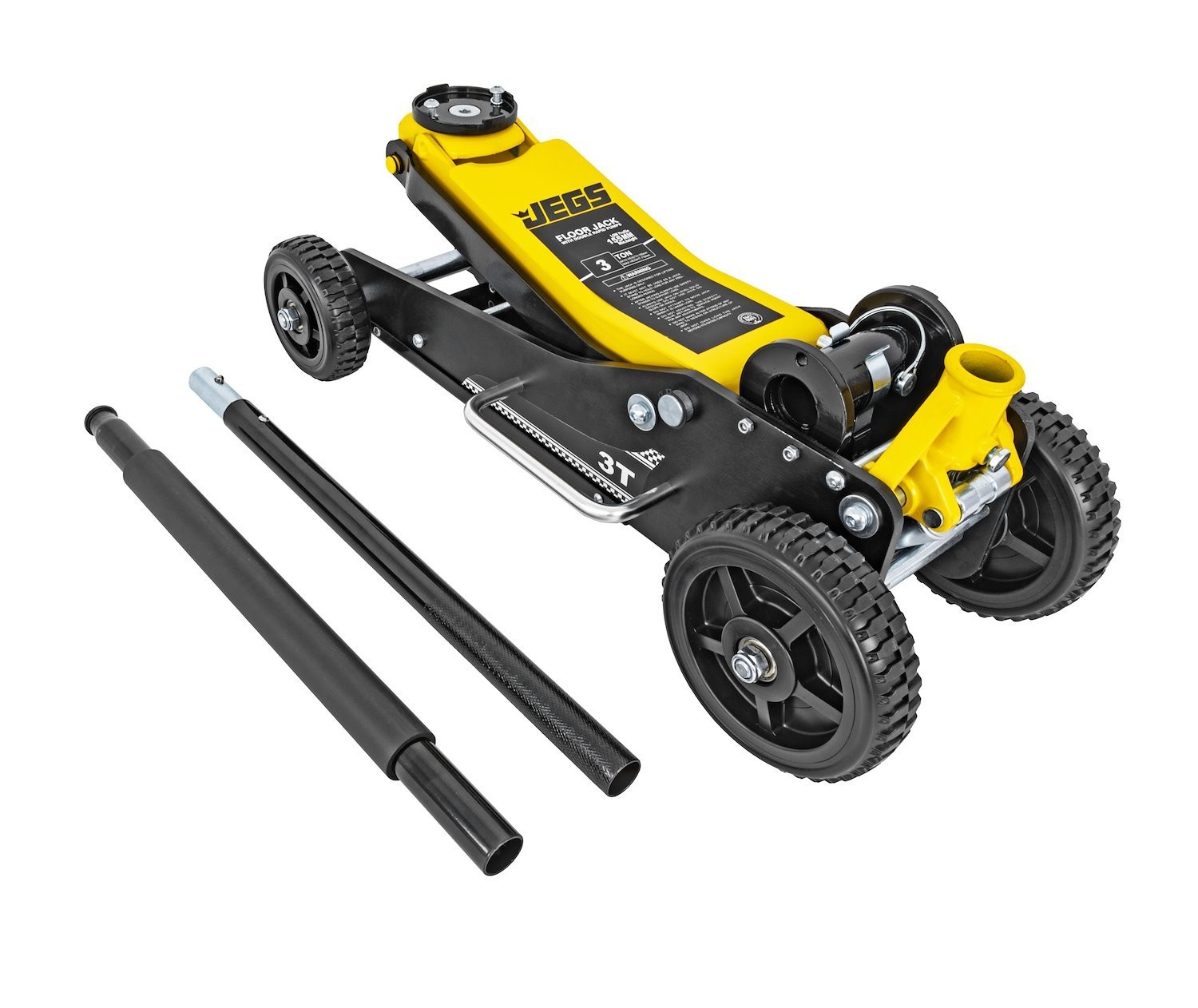 JEGS Heavy Duty 3-Ton Hydraulic Off-Road Floor Jack with Large Wheels and Built