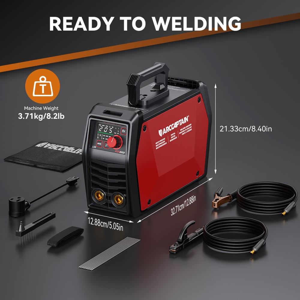 ARCCAPTAIN iControl ARC205 Pro, 205A APP-Controlled Stick/TIG Welder, 120V/240V