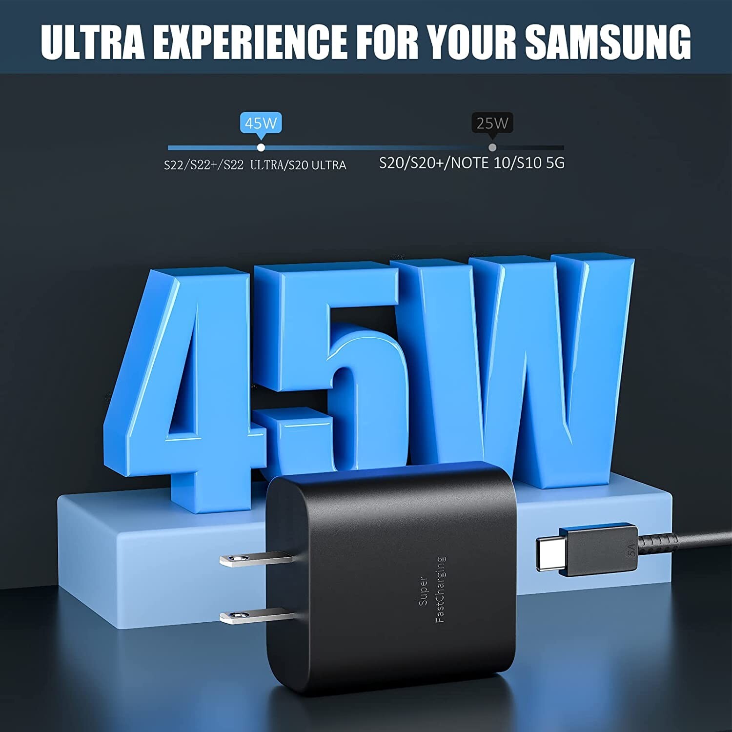 Original Samsung Galaxy S23/S24 +/Ultra 45Watt USB-C Super Fast Charger & Cable