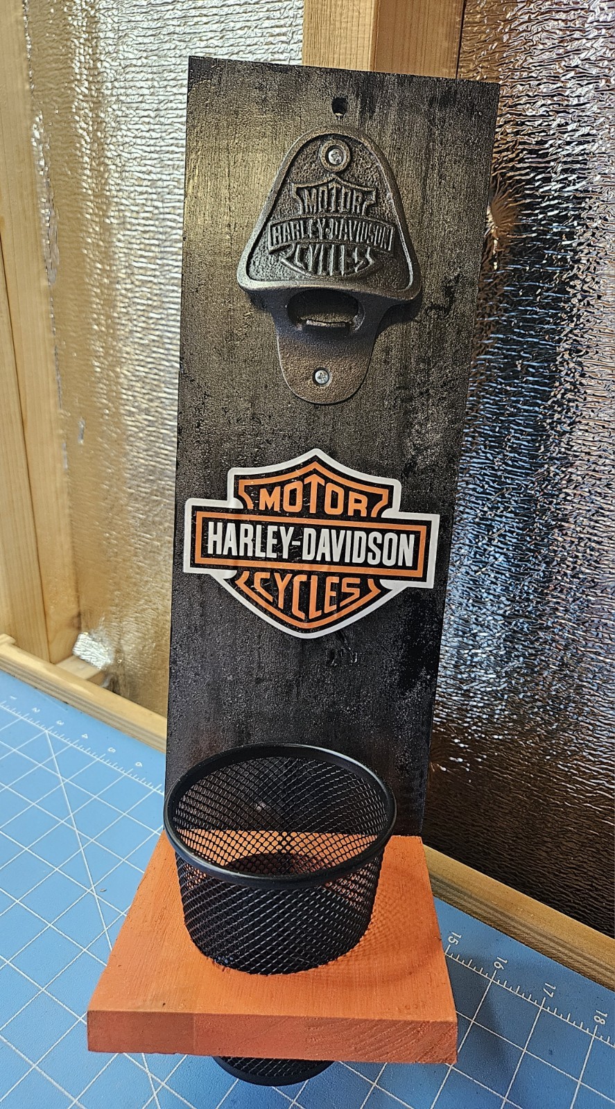 Harley Davidson Wooden Sign Bottle Opener Man Cave Garage Decor NEW