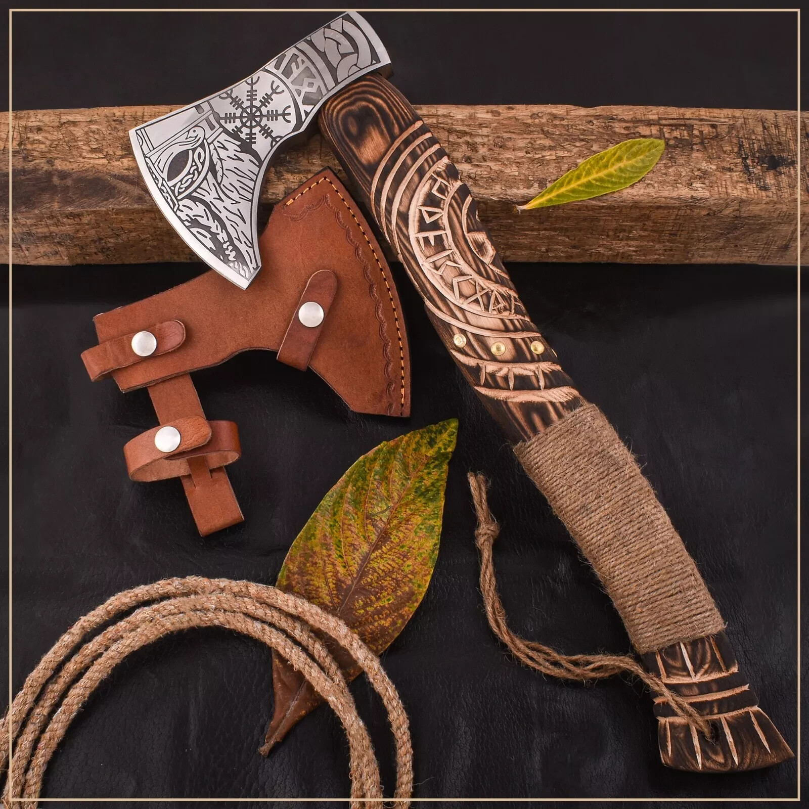 Custom Handmade Viking Axe Carbon Hatchet, Steel Axe, Bearded Axe