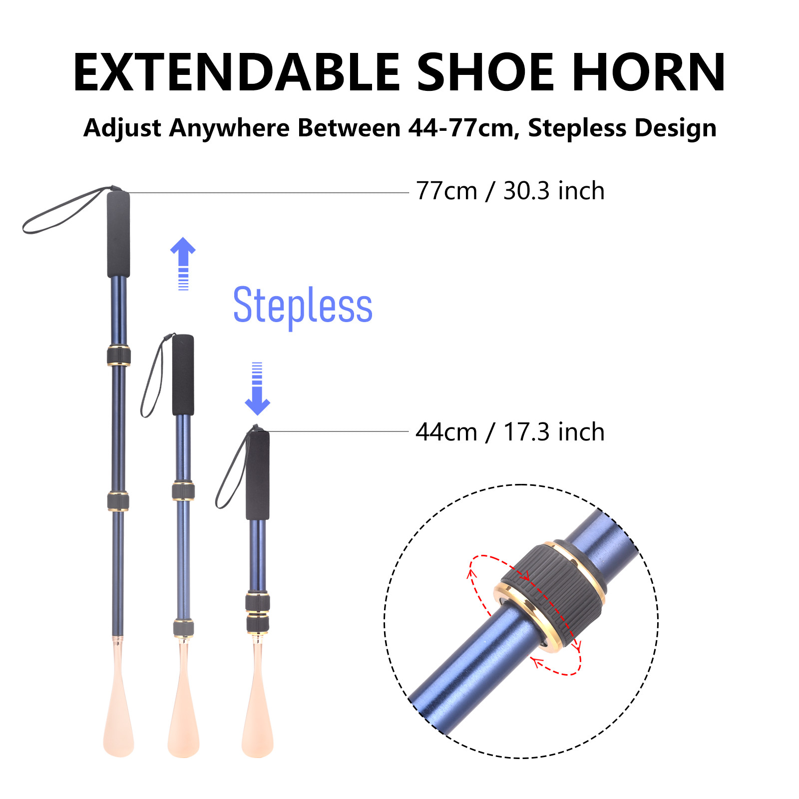 No Bend Long Handle Shoe Horn Extendable Aluminium Shoehorn Seniors Boots Aid