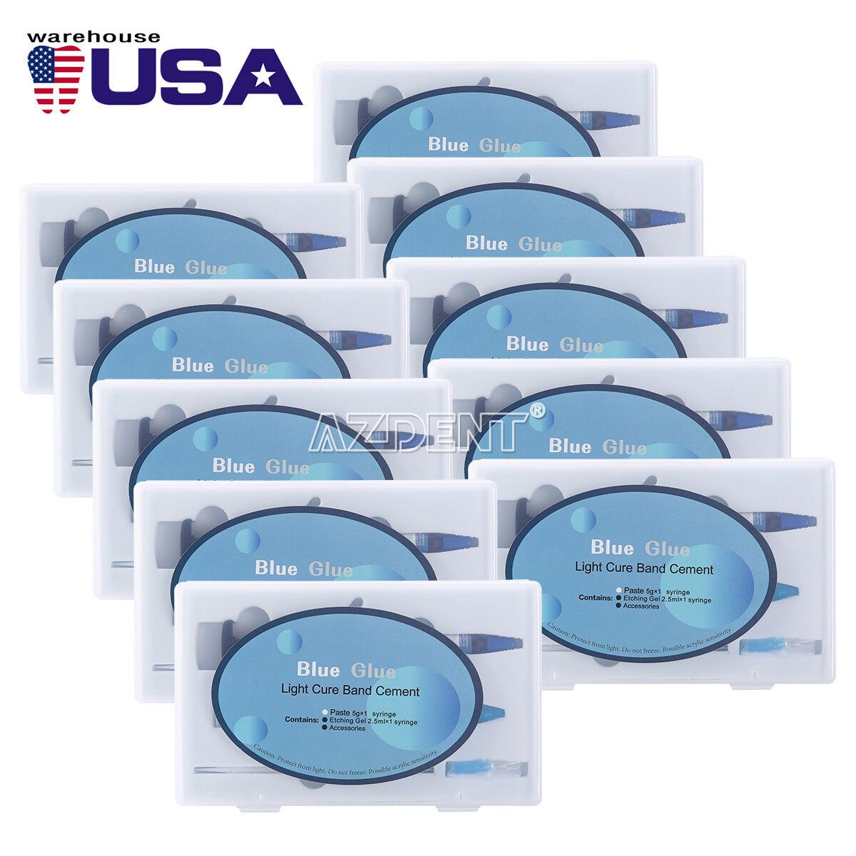 Dental Orthodontic Adhesive Light Cure Band Cement Blue Glue Kit for Brace