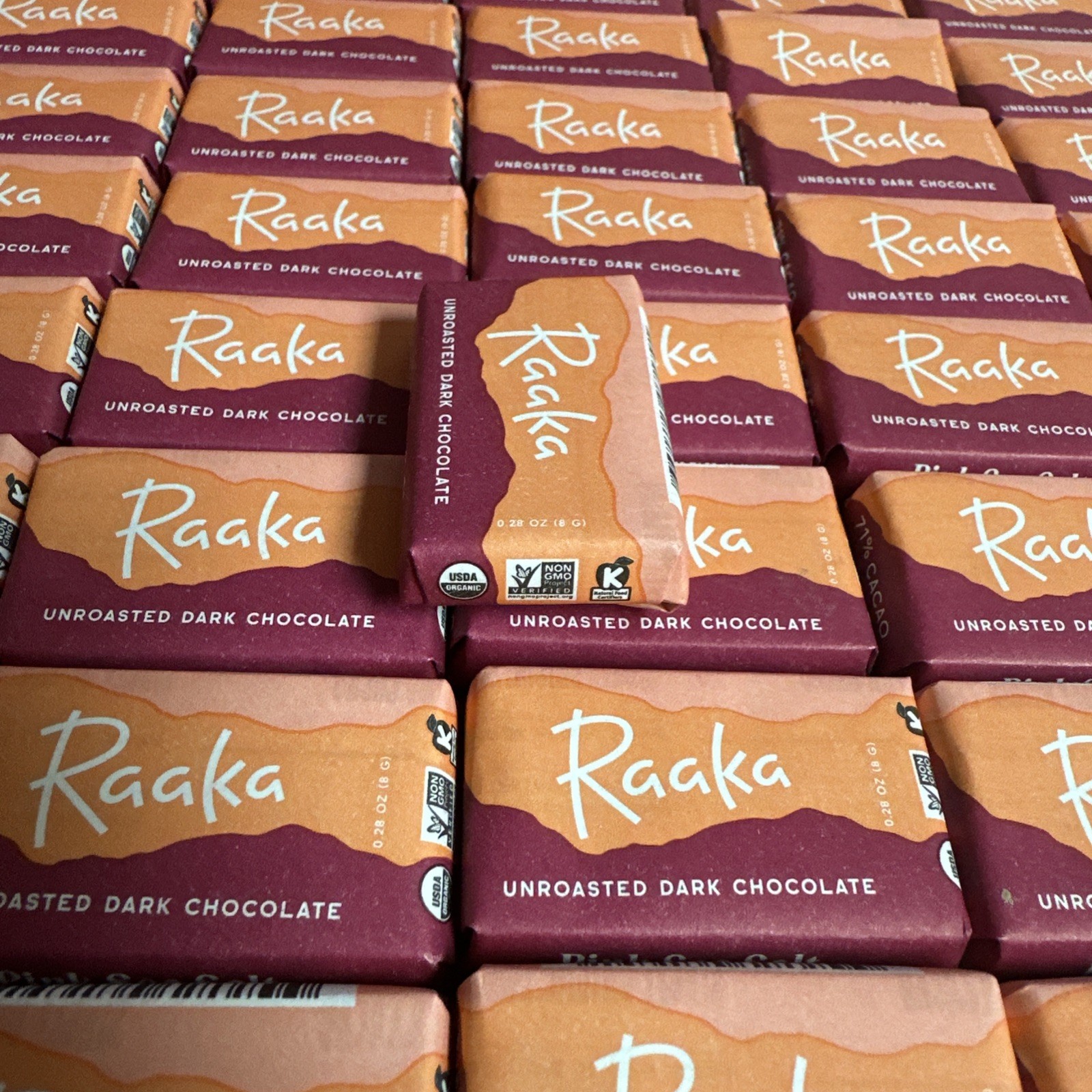 88 Raaka Organic Dark Chocolate 71% Cacao Vegan GF Soy Free 0.28Oz Pink Sea Salt