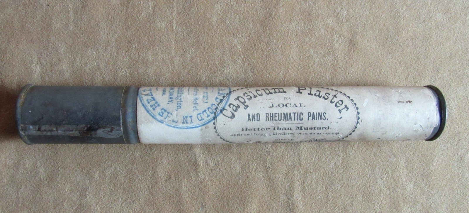 1872 Early Indian Wars Era Quack Medicine Plaster in Tin Tube Rare 1870s