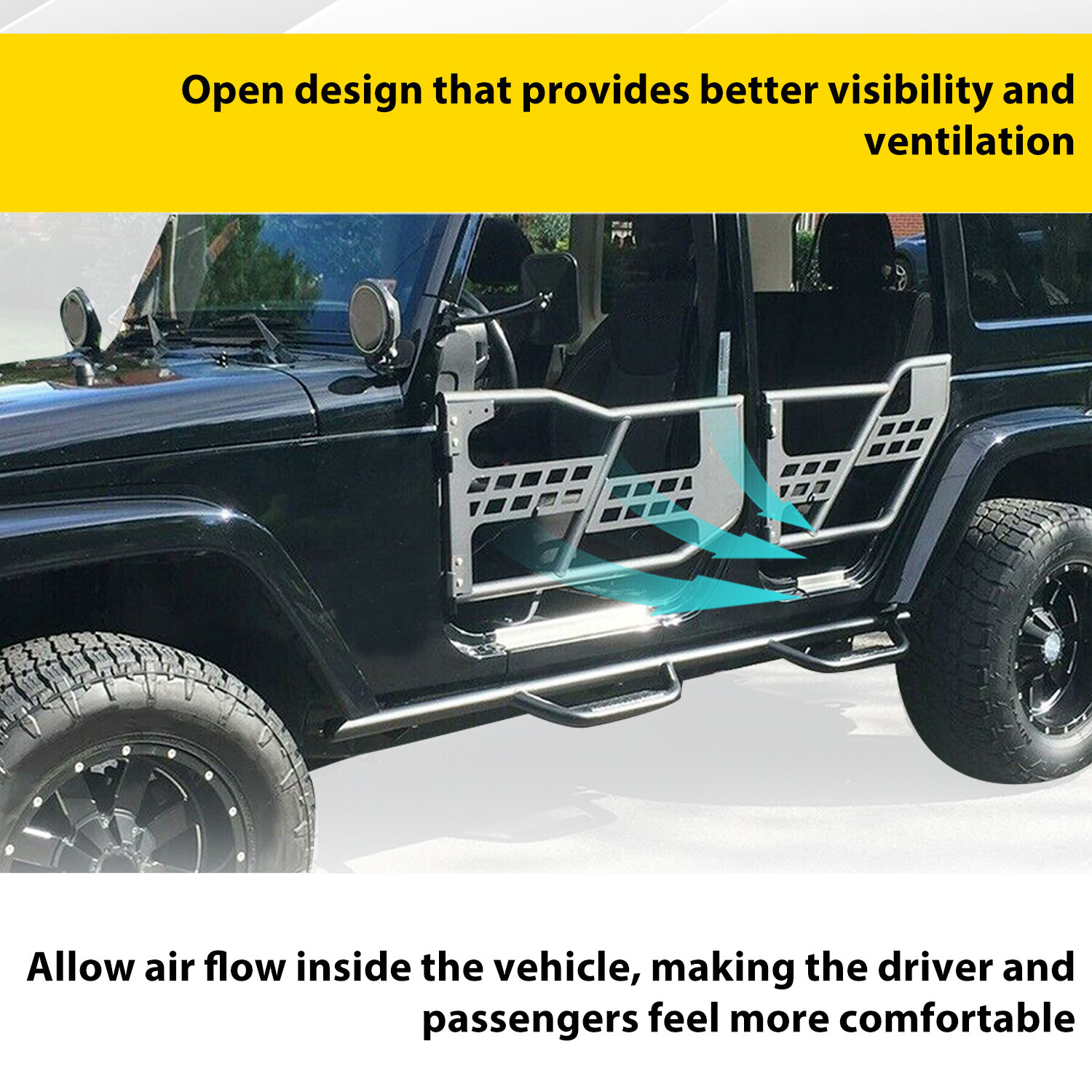 For Jeep Wrangler JK 07-18 4DR Textured Tube Safari Tubular Doors Front & Rear