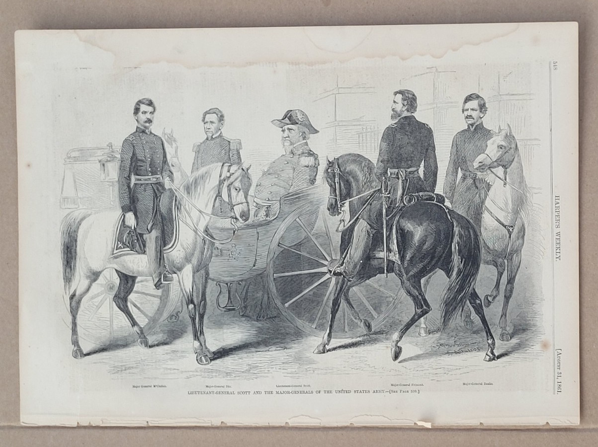 General Winfield Scott and the Major-Generals US Army vintage print 1861