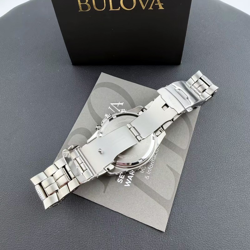 Men Bulova Marine Star White/Blue Dial Chronograph 98B423 Quartz Watch 41.5mm